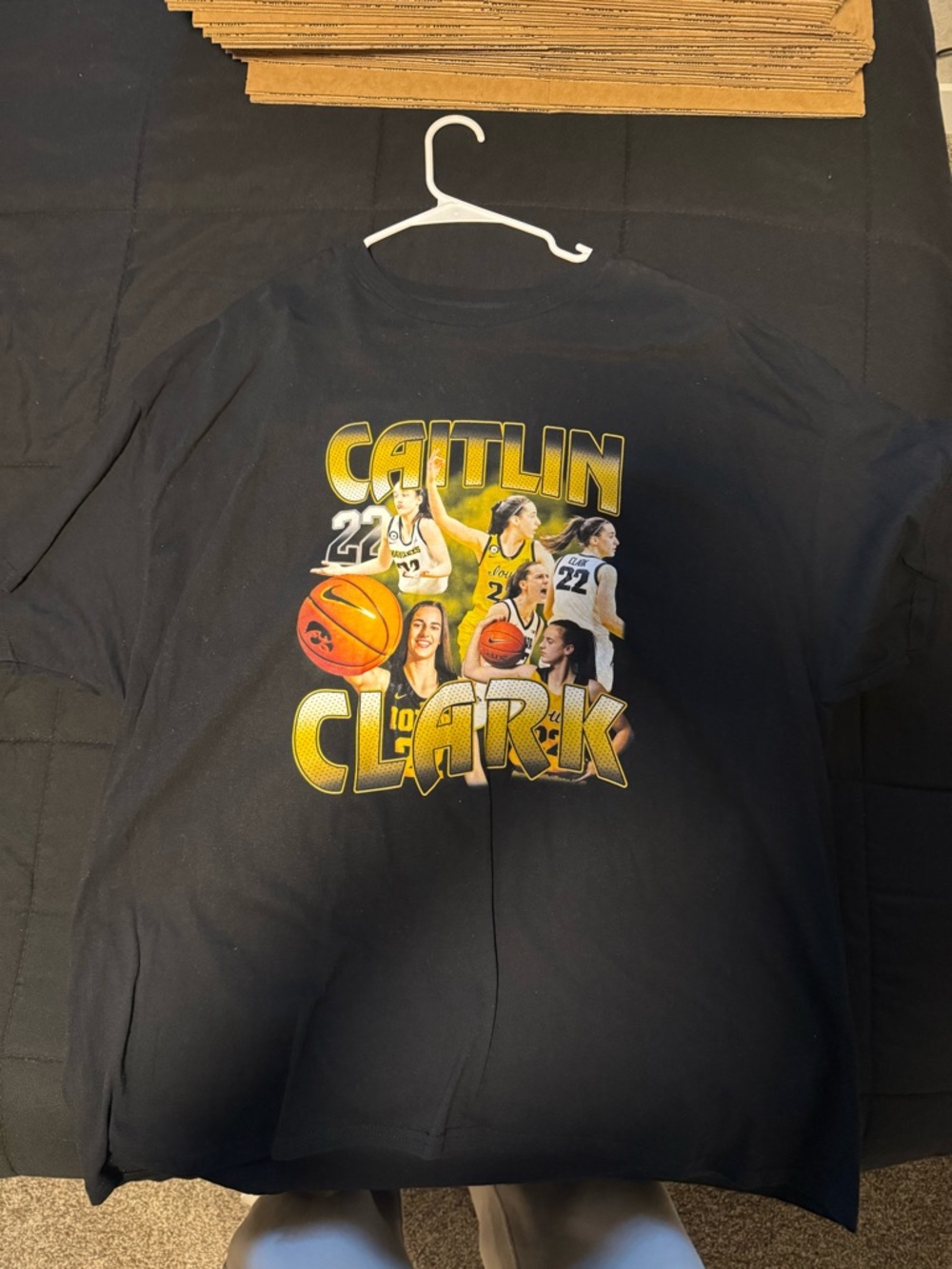 Gildan Black Graphic Tee with Yellow Print